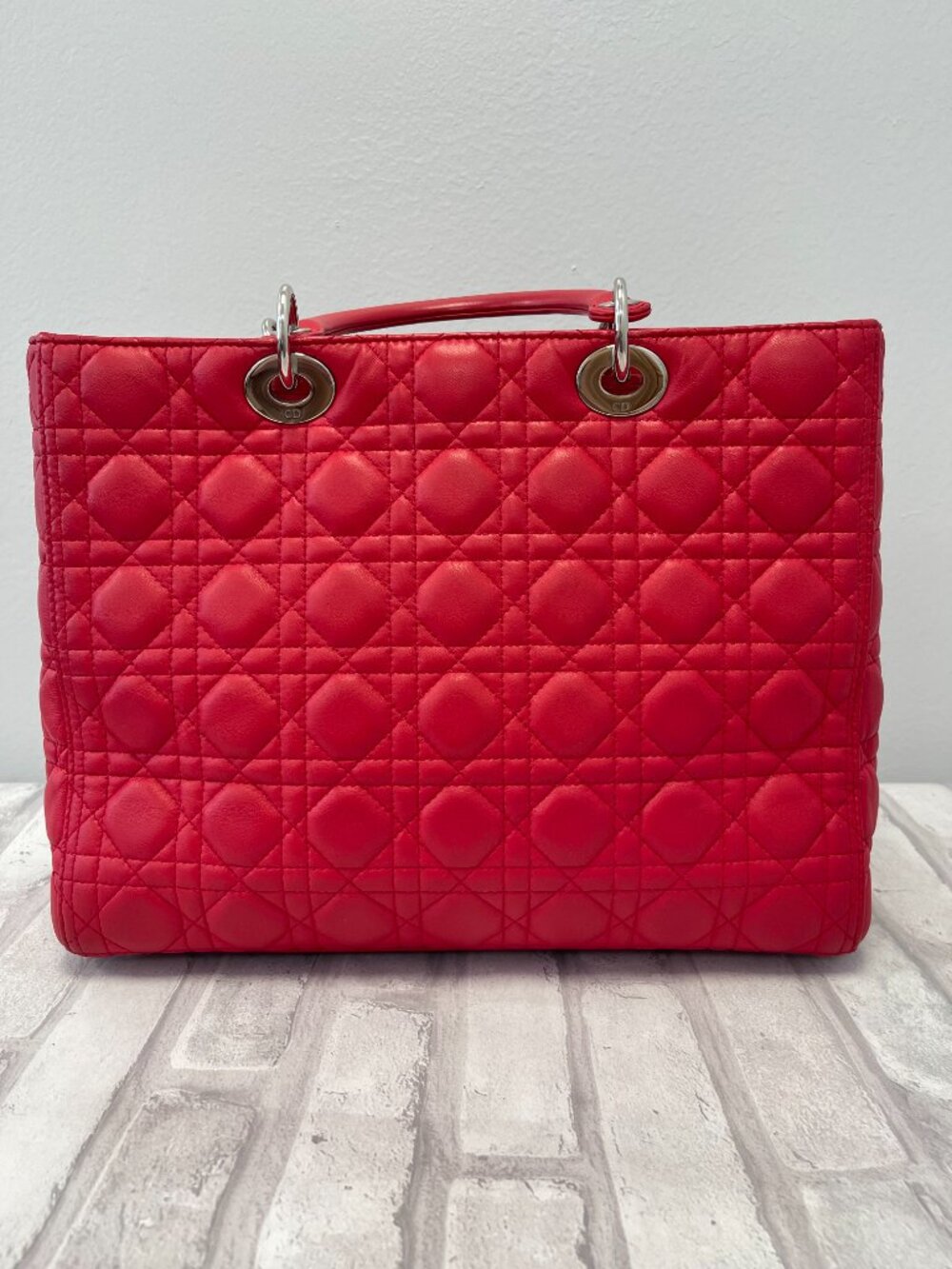 Dior Lady Dior in Red Lambskin - Large - Preowned - Picture 2 of 16